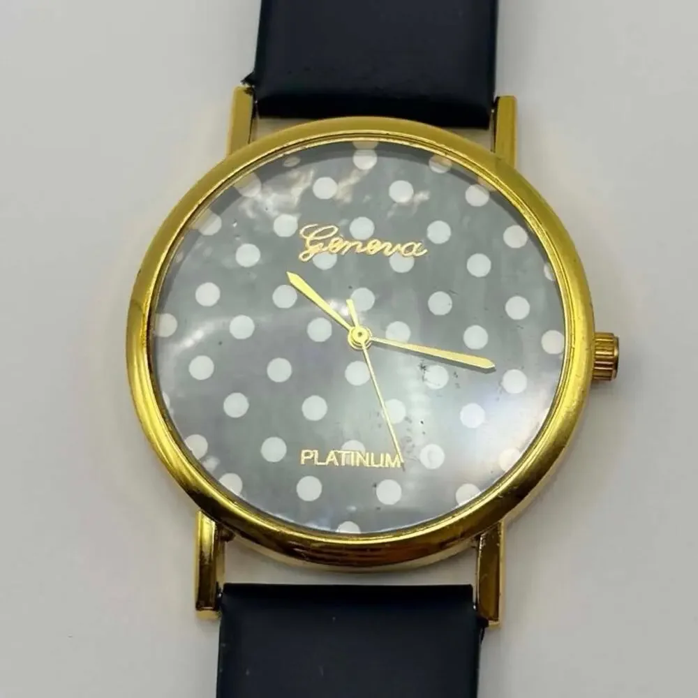 Gold & Black Pokeadot Geneva Men’s Watch